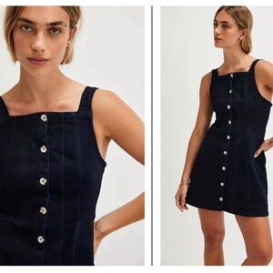 FREE PEOPLE Gimme More Mini Denim Button-Down Dress XS NWOT